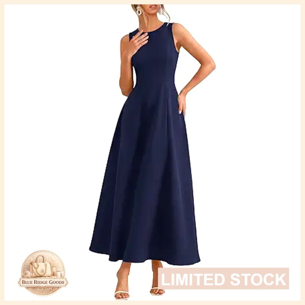 A-Line Maxi Dress Sleeveless Flowy Formal Cocktail Wedding Guest Elegant